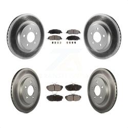 Front Rear Coated Disc Brake Rotors And Semi-Metallic Pads Kit For Ford Mustang KGF-100653
