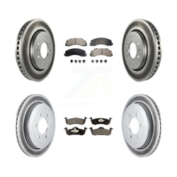 Front Rear Coated Disc Brake Rotors And Semi-Metallic Pads Kit For 2010-2017 Ford Expedition Lincoln Navigator KGF-100660