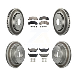 Front Rear Coated Disc Brake Rotors And Semi-Metallic Pads Kit For Ford F-150 KGF-100661