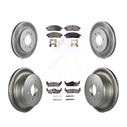 Front Rear Coated Disc Brake Rotors And Semi-Metallic Pads Kit For 2009 Ford F-150 With 6 Lug Wheels KGF-100667
