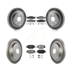 Front Rear Coated Disc Brake Rotors And Semi-Metallic Pads Kit For Ford Explorer Taurus Flex Lincoln MKT MKS KGF-100670