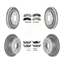 Front Rear Coated Disc Brake Rotors And Semi-Metallic Pads Kit For 2010-2011 Ford F-150 With 7 Lug Wheels KGF-100673