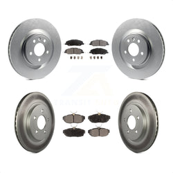 Front Rear Coated Disc Brake Rotors And Semi-Metallic Pads Kit For Ford Mustang KGF-100675