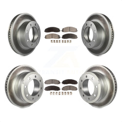 Front Rear Coated Disc Brake Rotors And Semi-Metallic Pads Kit For Ford F-250 Super Duty F-350 4WD KGF-100684