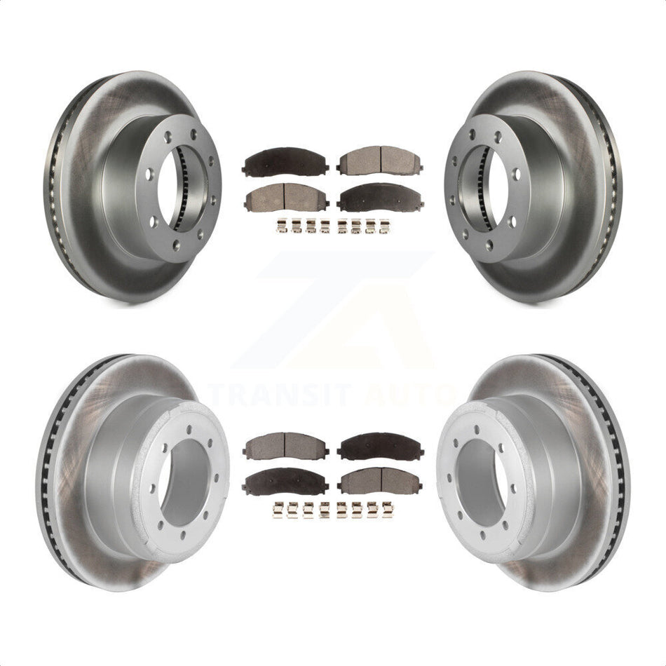 Front Rear Coated Disc Brake Rotors And Semi-Metallic Pads Kit For Ford F-250 Super Duty F-350 F-450 KGF-100685 by Transit Auto