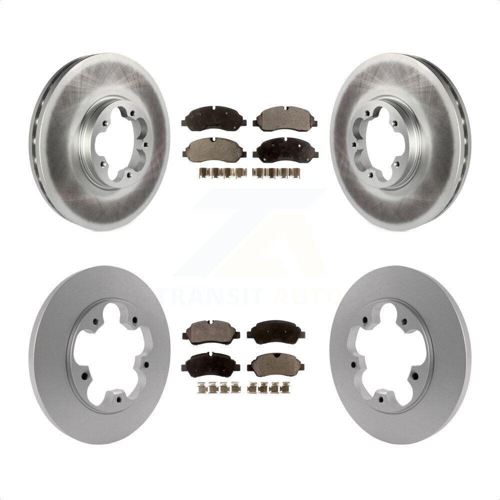 Front Rear Coated Disc Brake Rotors And Semi-Metallic Pads Kit For 2015-2019 Ford Transit-250 Transit-350 Transit-150 With 5 Lug Wheels Without 4600 Lb Axle KGF-100686 by Transit Auto