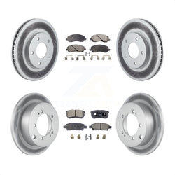 Front Rear Coated Disc Brake Rotors And Semi-Metallic Pads Kit For Mitsubishi Lancer KGF-100695