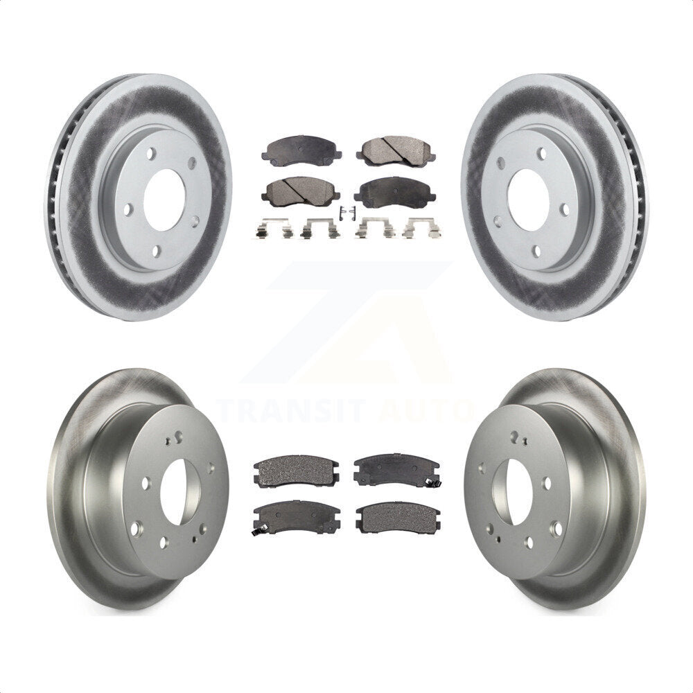 Front Rear Coated Disc Brake Rotors And Semi-Metallic Pads Kit For Mitsubishi Galant KGF-100697 by Transit Auto