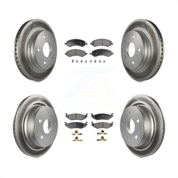 Front Rear Coated Disc Brake Rotors And Semi-Metallic Pads Kit For Ram 1500 Dodge Classic Durango Chrysler Aspen KGF-100705