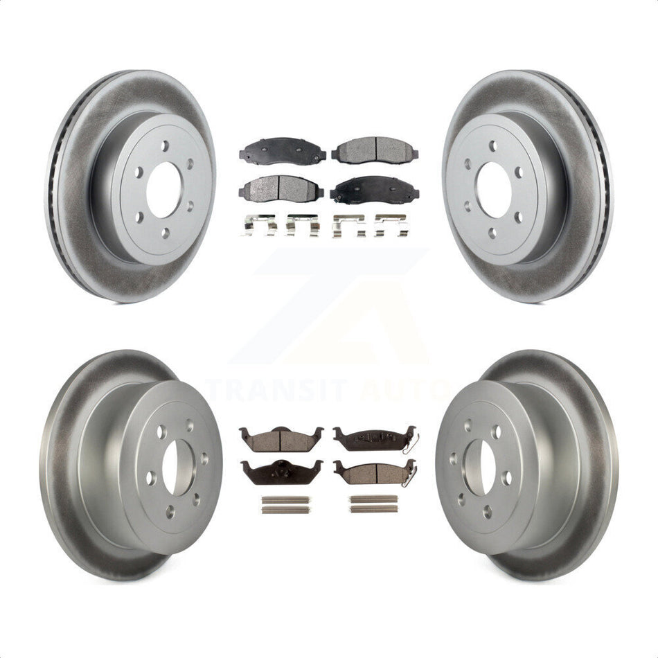 Front Rear Coated Disc Brake Rotors And Semi-Metallic Pads Kit For 2003-2004 Dodge Dakota KGF-100709 by Transit Auto