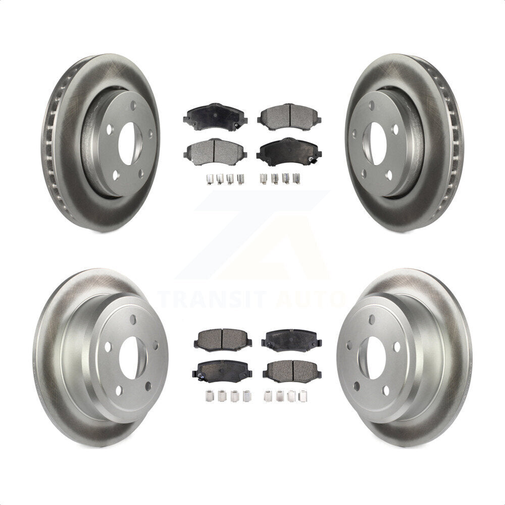 Front Rear Coated Disc Brake Rotors And Semi-Metallic Pads Kit For Jeep Wrangler JK KGF-100730 by Transit Auto