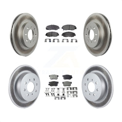 Front Rear Coated Disc Brake Rotors And Semi-Metallic Pads Kit For Honda Civic Acura EL KGF-100752