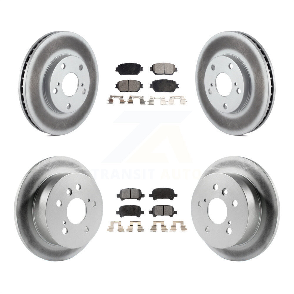 Front Rear Coated Disc Brake Rotors And Semi-Metallic Pads Kit For 2005-2006 Toyota Camry Base LE Vehicles Manufactured In USA KGF-100756 by Transit Auto