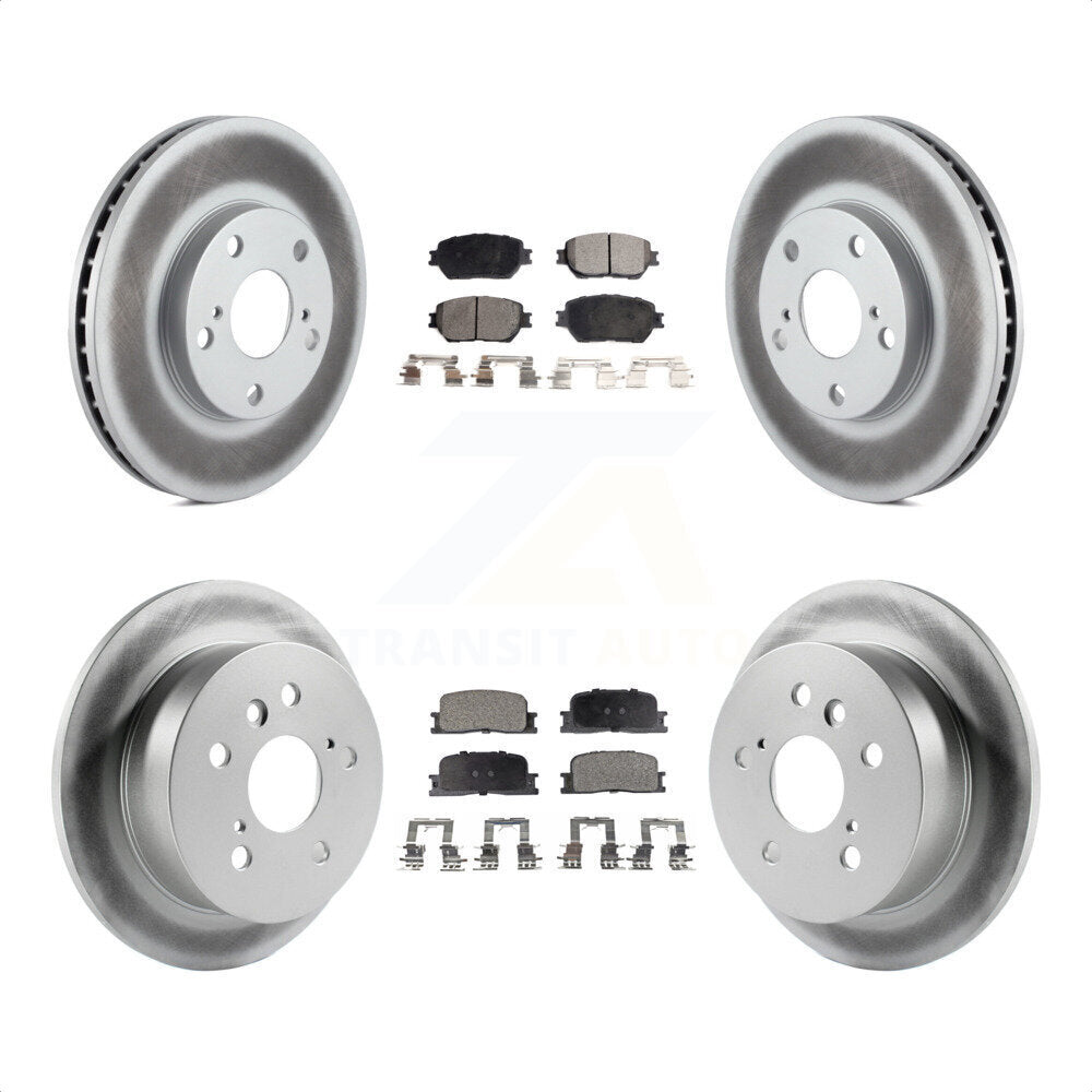 Front Rear Coated Disc Brake Rotors And Semi-Metallic Pads Kit For 2005-2006 Toyota Camry Base LE Vehicles Manufactured In Japan KGF-100757 by Transit Auto