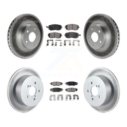 Front Rear Coated Disc Brake Rotors And Semi-Metallic Pads Kit For 2005 Subaru Legacy i Limited With 277mm Diameter Rotor KGF-100780