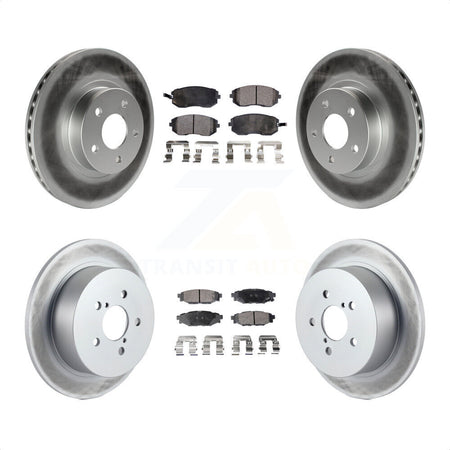 Front Rear Coated Disc Brake Rotors And Semi-Metallic Pads Kit For 2005 Subaru Legacy i Limited With 277mm Diameter Rotor KGF-100780 by Transit Auto