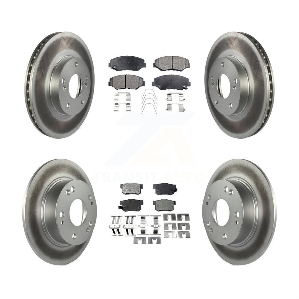 Front Rear Coated Disc Brake Rotors And Semi-Metallic Pads Kit For 2003-2007 Honda Accord 2.4L Excluding Vehicles Built Canadian Market KGF-100787 by Transit Auto