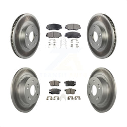 Front Rear Coated Disc Brake Rotors And Semi-Metallic Pads Kit For Honda Accord KGF-100790