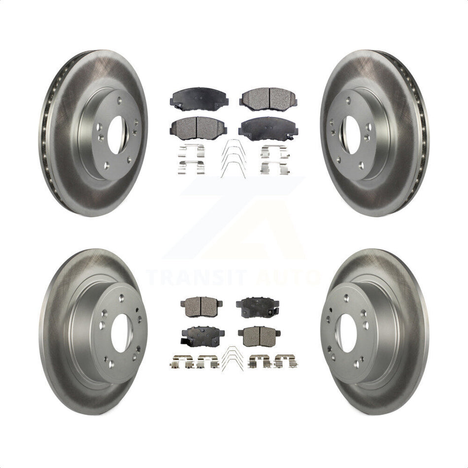 Front Rear Coated Disc Brake Rotors And Semi-Metallic Pads Kit For Honda Accord KGF-100790 by Transit Auto