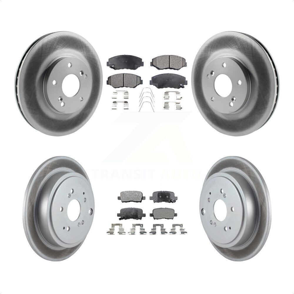 Front Rear Coated Disc Brake Rotors And Semi-Metallic Pads Kit For 2003-2008 Honda Pilot KGF-100808 by Transit Auto