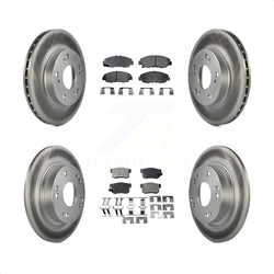 Front Rear Coated Disc Brake Rotors And Semi-Metallic Pads Kit For Honda Civic KGF-100823