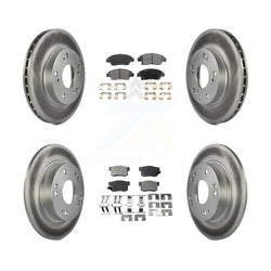 Front Rear Coated Disc Brake Rotors And Semi-Metallic Pads Kit For Honda Civic KGF-100825