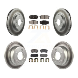 Front Rear Coated Disc Brake Rotors And Semi-Metallic Pads Kit For Hyundai Elantra KGF-100834