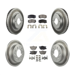 Front Rear Coated Disc Brake Rotors And Semi-Metallic Pads Kit For Hyundai Tiburon KGF-100836