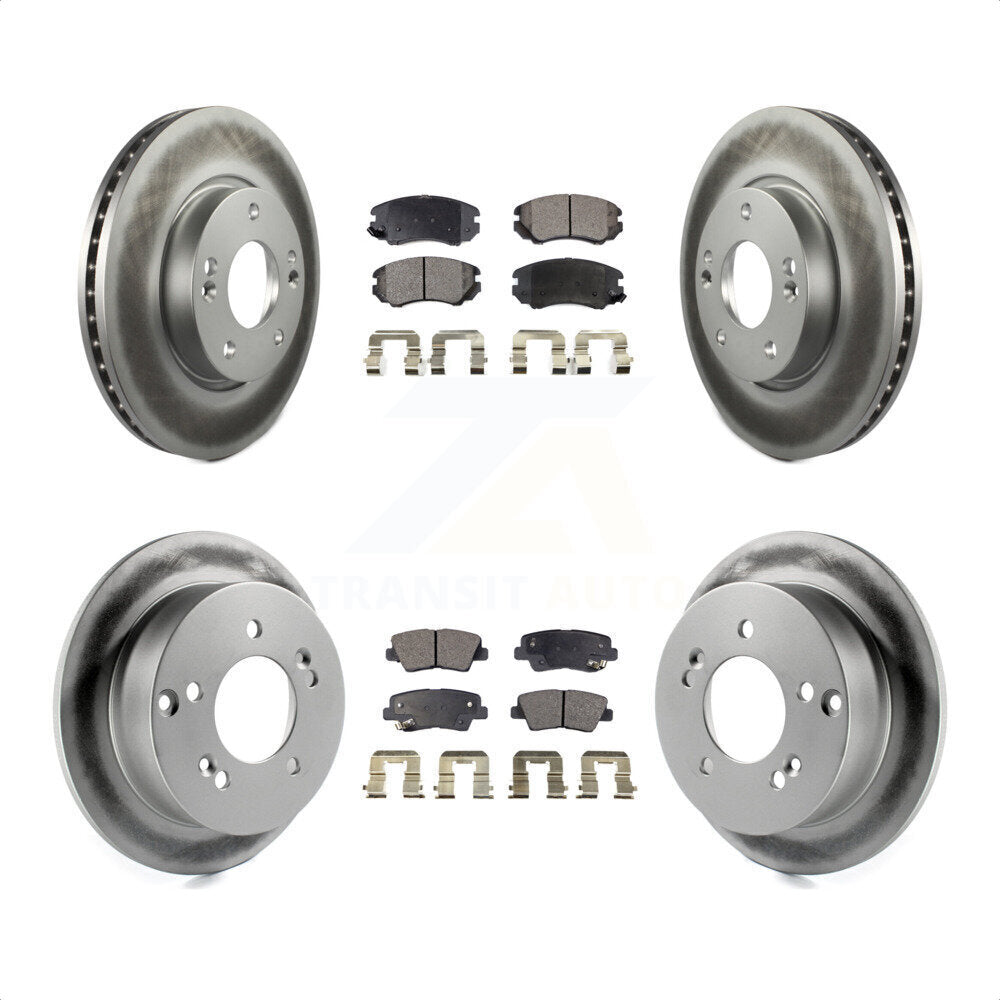 Front Rear Coated Disc Brake Rotors And Semi-Metallic Pads Kit For Hyundai Sonata 2.4L KGF-100838 by Transit Auto