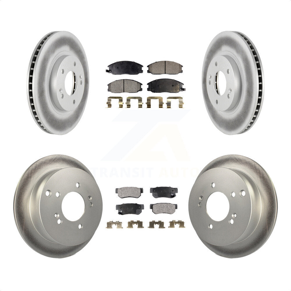 Front Rear Coated Disc Brake Rotors And Semi-Metallic Pads Kit For 2001-2006 Hyundai Santa Fe With 294mm Diameter Rotor KGF-100842 by Transit Auto