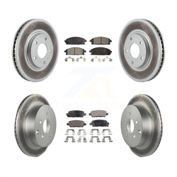 Front Rear Coated Disc Brake Rotors And Semi-Metallic Pads Kit For 2004-2009 Nissan Quest KGF-100851