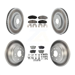 Front Rear Coated Disc Brake Rotors And Semi-Metallic Pads Kit For 2004-2005 Acura TL Automatic transmission KGF-100867