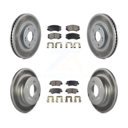 Front Rear Coated Disc Brake Rotors And Semi-Metallic Pads Kit For 2010-2011 Hyundai Azera KGF-100875