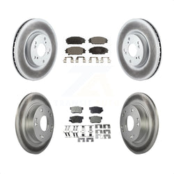 Front Rear Coated Disc Brake Rotors And Semi-Metallic Pads Kit For Honda Civic Acura CSX KGF-100887