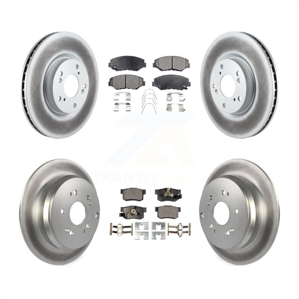 Front Rear Coated Disc Brake Rotors And Semi-Metallic Pads Kit For 2005-2006 Honda CR-V KGF-100888 by Transit Auto