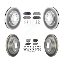 Front Rear Coated Disc Brake Rotors And Semi-Metallic Pads Kit For Honda Civic Acura ILX KGF-100889