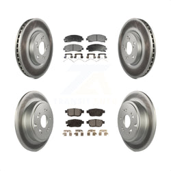 Front Rear Coated Disc Brake Rotors And Semi-Metallic Pads Kit For 2006-2014 Honda Ridgeline KGF-100898