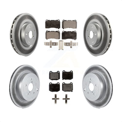Front Rear Coated Disc Brake Rotors And Semi-Metallic Pads Kit For Subaru Impreza WRX STI KGF-100899