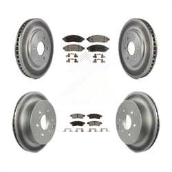 Front Rear Coated Disc Brake Rotors And Semi-Metallic Pads Kit For Nissan Frontier Xterra Suzuki Equator KGF-100904