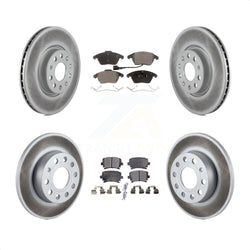 Front Rear Coated Disc Brake Rotors And Semi-Metallic Pads Kit For 2008-2008 Audi A3 Quattro KGF-100909
