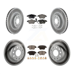 Front Rear Coated Disc Brake Rotors And Semi-Metallic Pads Kit For Volkswagen Passat KGF-100916