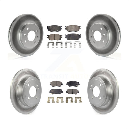 Front Rear Coated Disc Brake Rotors And Semi-Metallic Pads Kit For 2011 Hyundai Accent KGF-100928 by Transit Auto