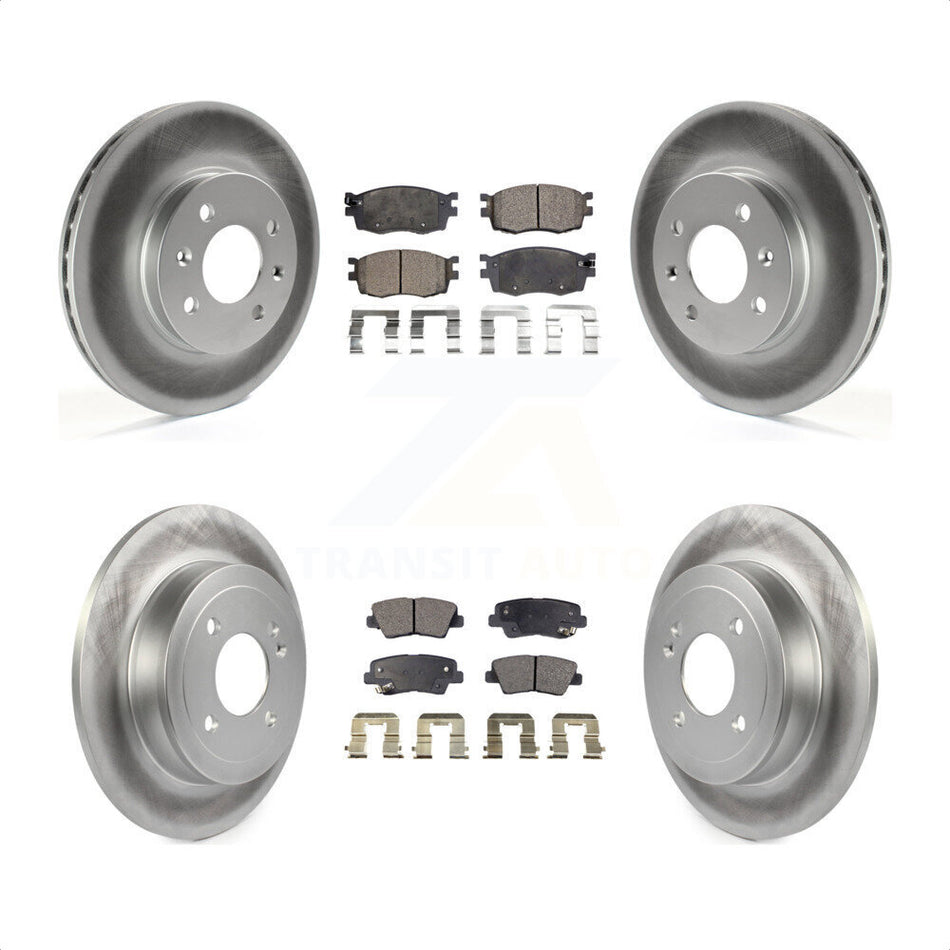 Front Rear Coated Disc Brake Rotors And Semi-Metallic Pads Kit For 2011 Hyundai Accent KGF-100928 by Transit Auto