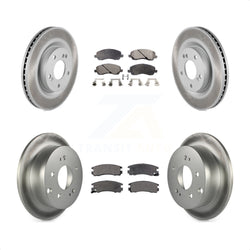 Front Rear Coated Disc Brake Rotors And Semi-Metallic Pads Kit For Mitsubishi Galant Eclipse KGF-100929