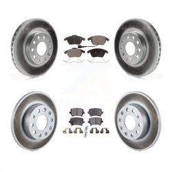 Front Rear Coated Disc Brake Rotors And Semi-Metallic Pads Kit For 2006-2009 Volkswagen Rabbit KGF-100931