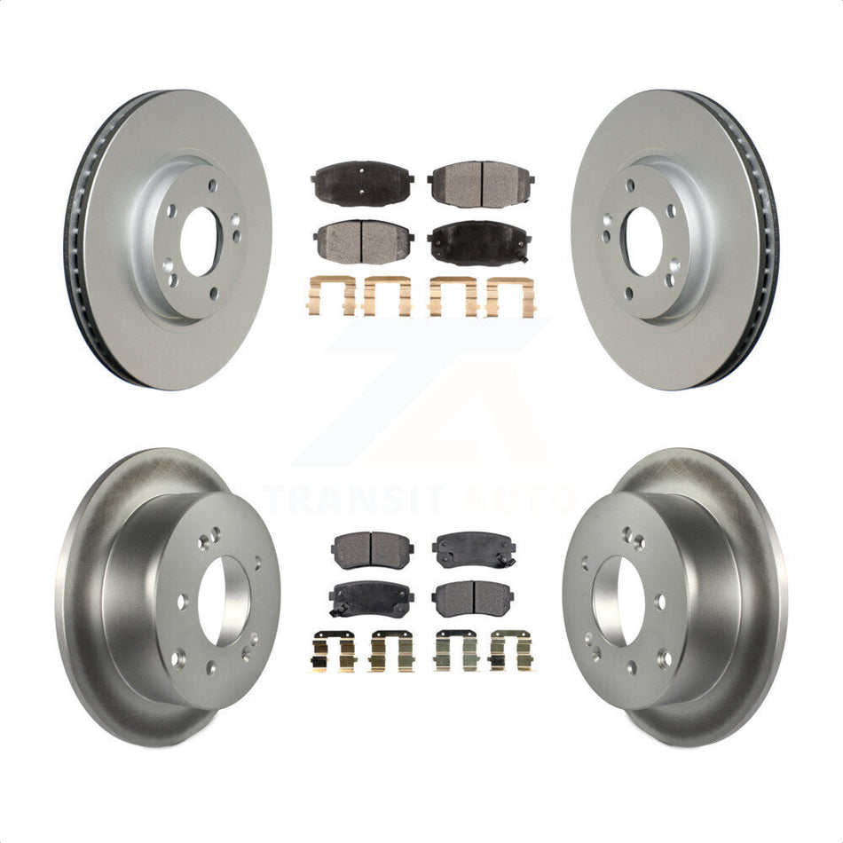 Front Rear Coated Disc Brake Rotors And Semi-Metallic Pads Kit For Kia Forte Koup Forte5 KGF-100937 by Transit Auto