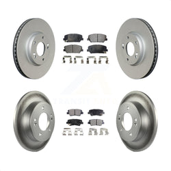Front Rear Coated Disc Brake Rotors And Semi-Metallic Pads Kit For Hyundai Veloster Kia Forte Koup KGF-100938