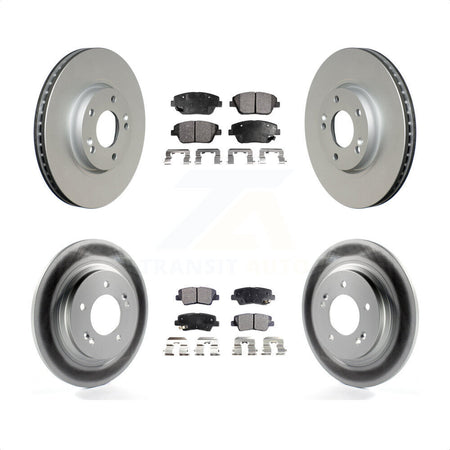 Front Rear Coated Disc Brake Rotors And Semi-Metallic Pads Kit For Kia Optima With Electric Parking KGF-100942 by Transit Auto