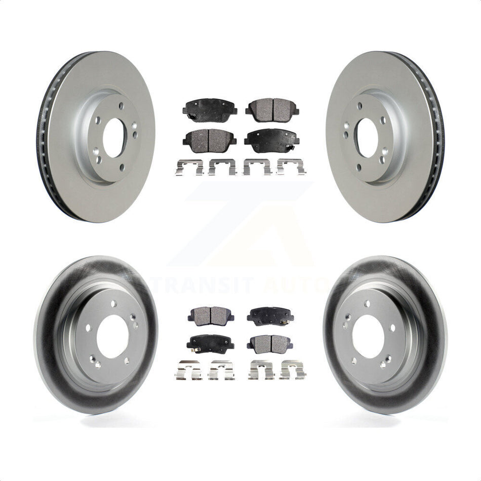 Front Rear Coated Disc Brake Rotors And Semi-Metallic Pads Kit For Kia Optima With Electric Parking KGF-100942 by Transit Auto