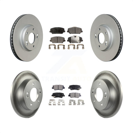 Front Rear Coated Disc Brake Rotors And Semi-Metallic Pads Kit For Kia Forte Forte5 Koup KGF-100945 by Transit Auto